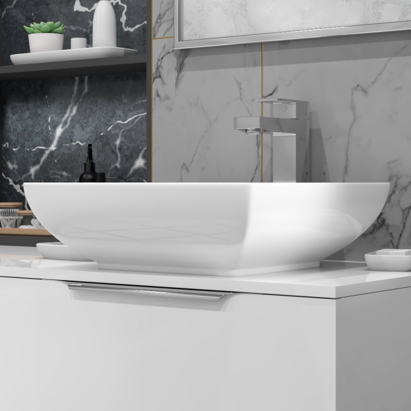 Jivana 1200mm Wall Hung White Single Countertop Vanity Unit