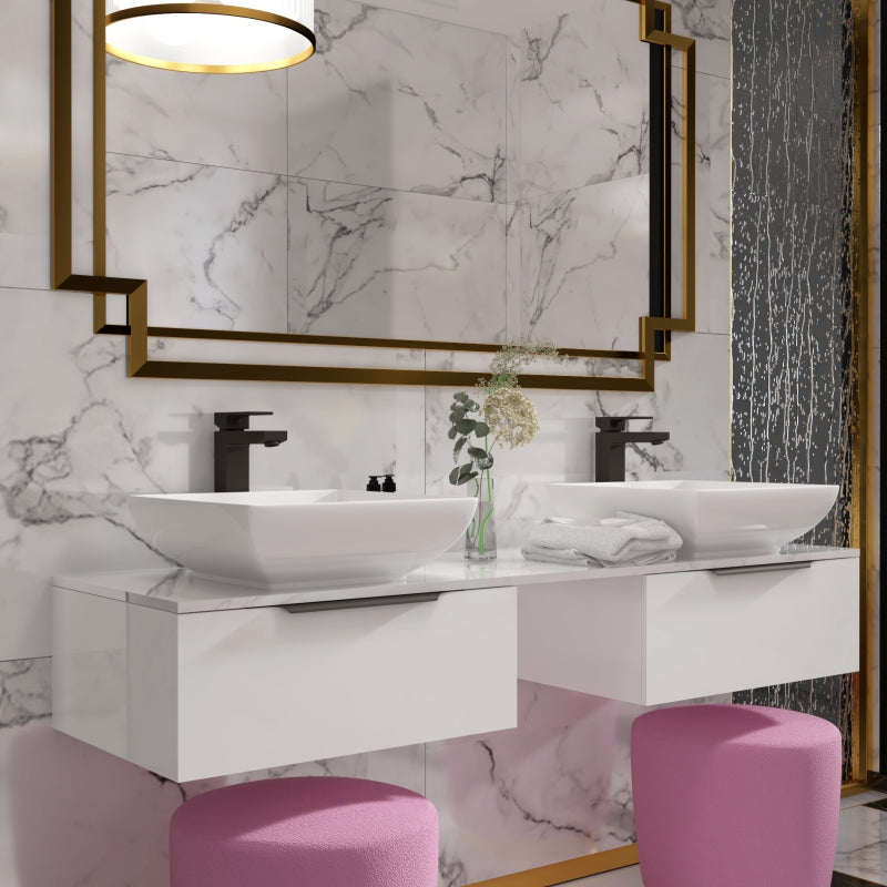 Jivana 1500mm Wall Hung White Countertop Vanity Unit