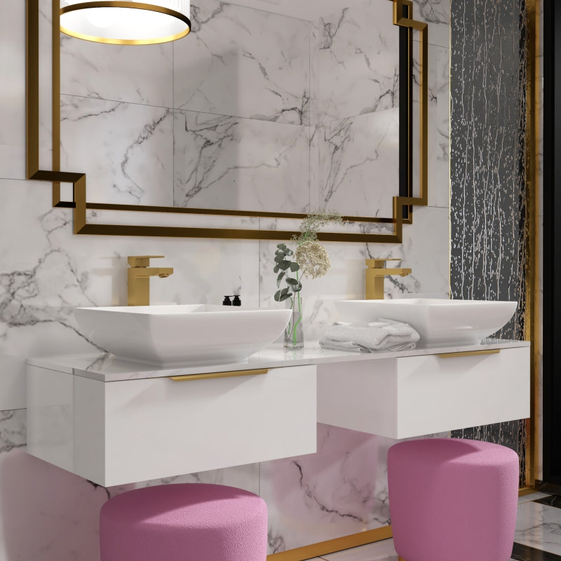 Jivana 1500mm Wall Hung White Countertop Vanity Unit