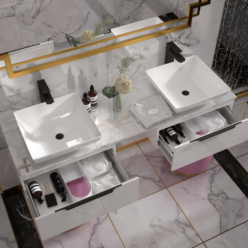 Jivana 1500mm Wall Hung White Countertop Vanity Unit