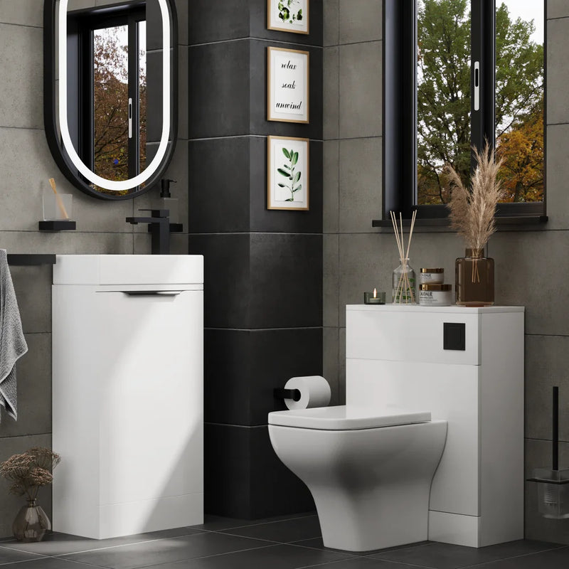 Jivana 400 Cloakroom Suite White Vanity Unit & Back to Wall Toilet