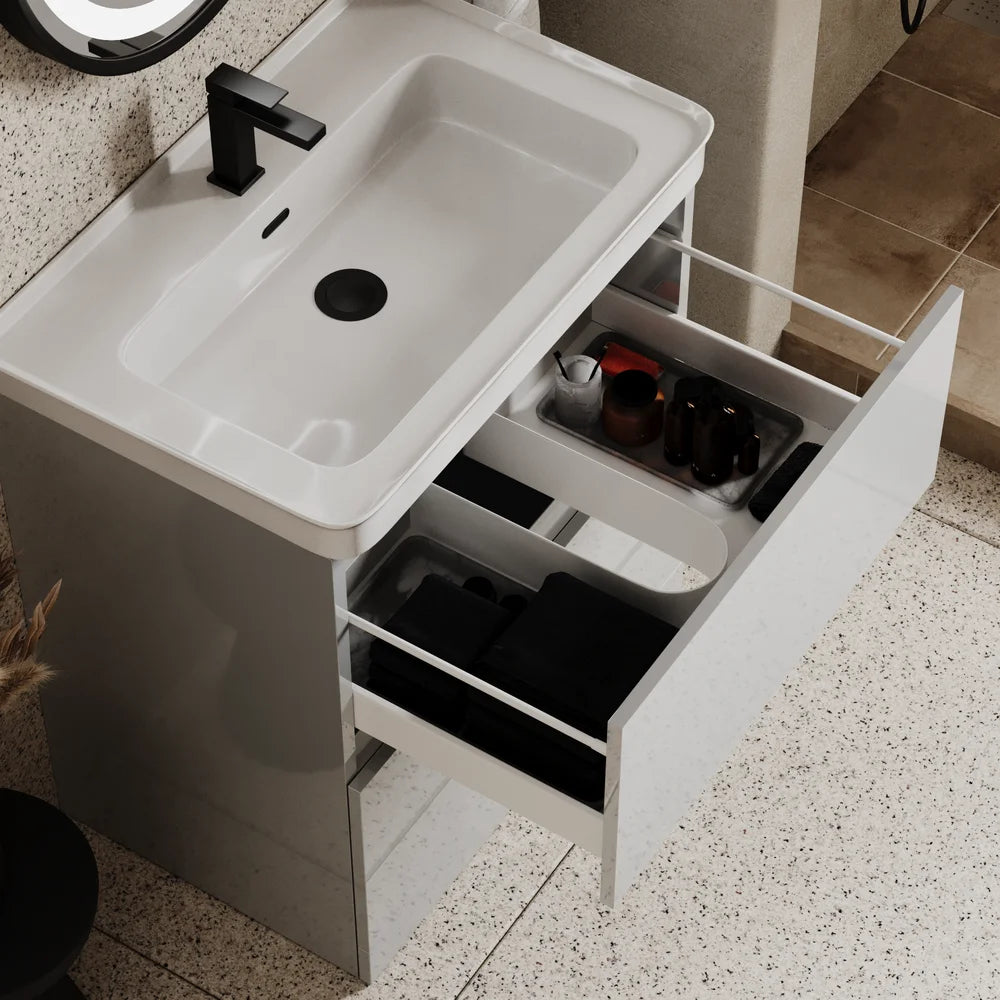 Ashford 800mm Floorstanding Pearl Grey Vanity Unit