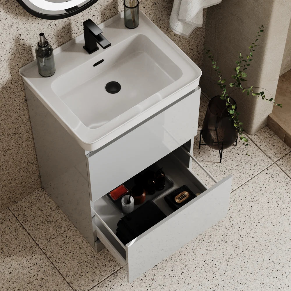 Ashford 600mm Floorstanding Pearl Grey Vanity Unit