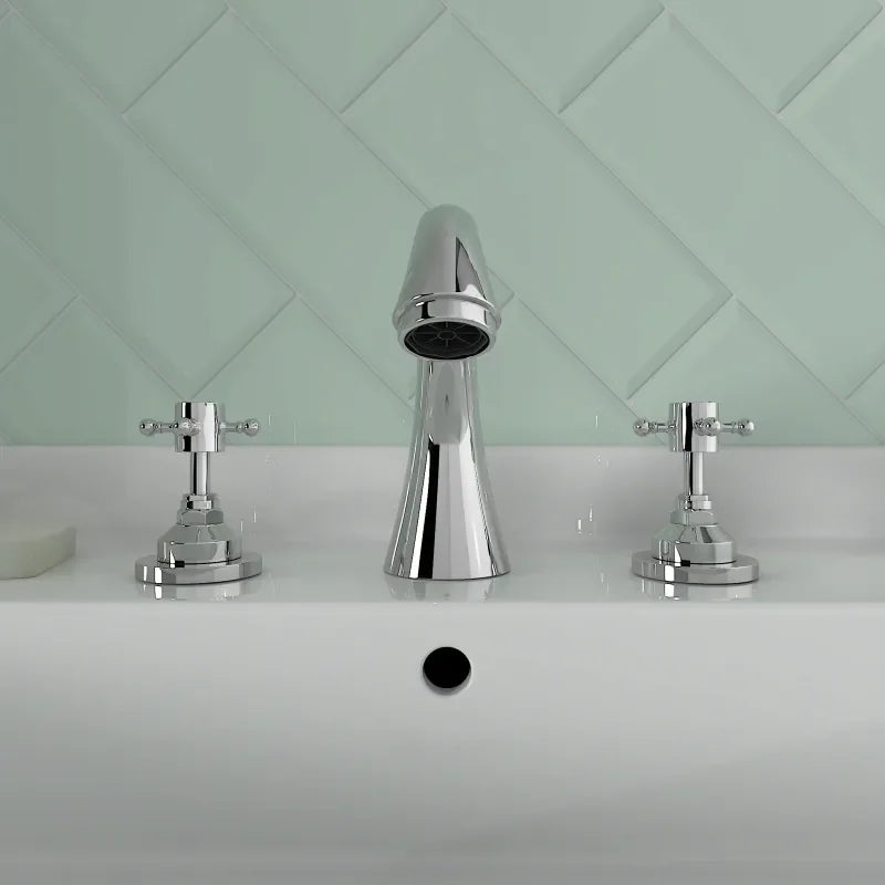 Chester crosshead basin mixer tap for 3 tap hole installation in chrome, traditional heritage design