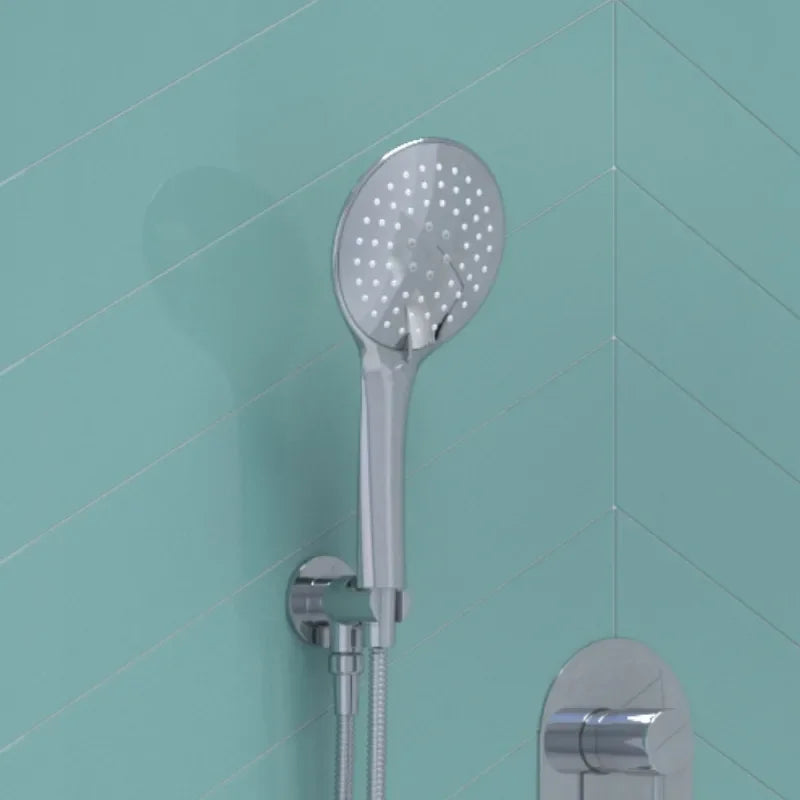 Tweed round handset kit with slide rail and hose in chrome, complete handheld shower upgrade set