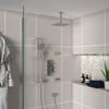 Round wall outlet elbow in chrome, clean curved connection for shower hose to wall water supply