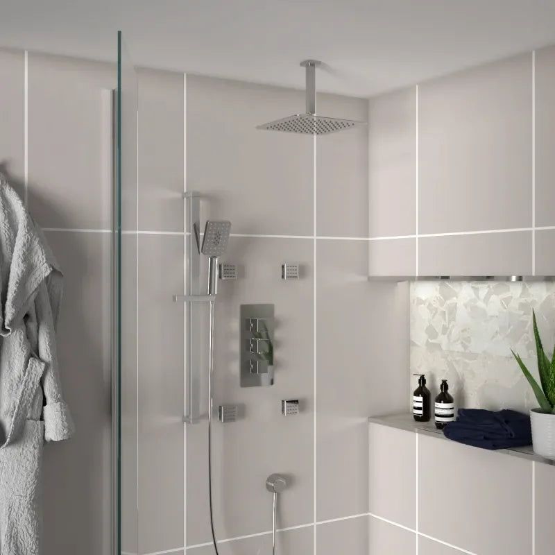 Round wall outlet elbow in chrome, clean curved connection for shower hose to wall water supply