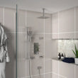 Round wall outlet elbow in chrome, clean curved connection for shower hose to wall water supply