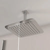 Ribble square ceiling-mounted shower arm in chrome, connecting overhead shower head for rainfall experience