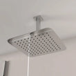 Ribble square ceiling-mounted shower arm in chrome, connecting overhead shower head for rainfall experience