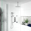 Tweed round shower valve triple 3-way with thermostatic stop in chrome, three-outlet temperature control