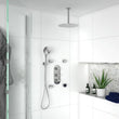 Tweed round shower valve triple 3-way with thermostatic stop in chrome, three-outlet temperature control