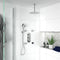 Tweed round shower valve triple 3-way with thermostatic stop in chrome, three-outlet temperature control