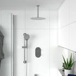 Tweed round ceiling-mounted shower arm in chrome, connecting overhead shower head for rainfall experience