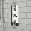 Carmel traditional shower valve triple 3-way with thermostatic stop, chrome with crosshead handles and shower set