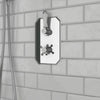 Carmel traditional shower valve twin 2-way with thermostatic stop in chrome, crosshead handles for two-outlet control