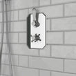 Carmel traditional shower valve twin 2-way with thermostatic stop in chrome, crosshead handles for two-outlet control