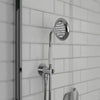 Carmel traditional handset with built-in inlet, single function in chrome, heritage-style handheld shower