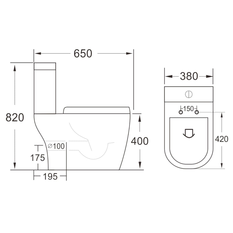 Carolina Open Back Rimless Close Coupled Toilet