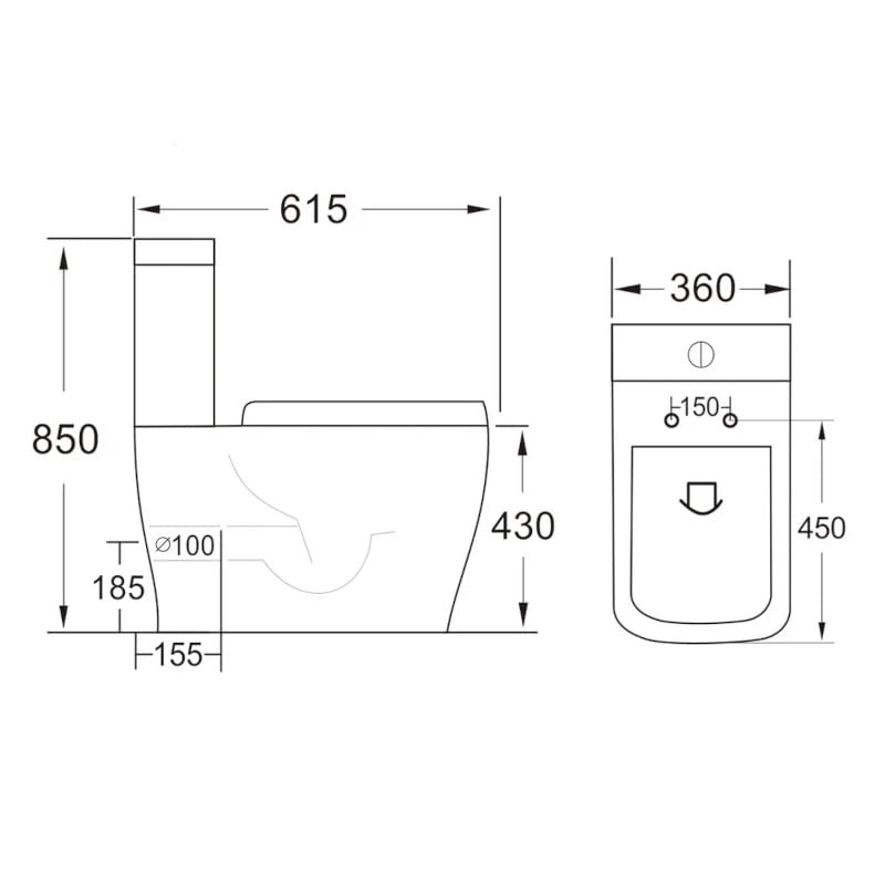 Laverne Rimless Close Coupled Comfort Height Toilet