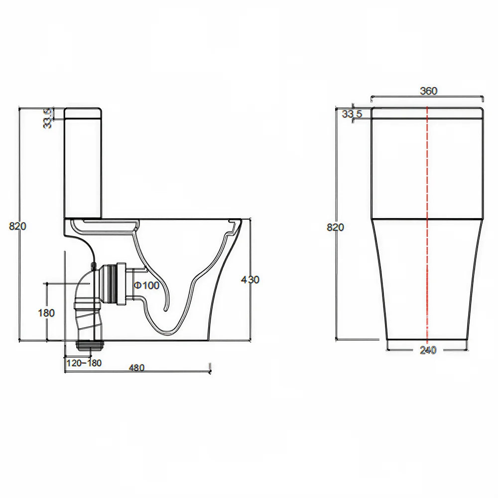 Sullivan Standard Height Close Coupled Square Toilet