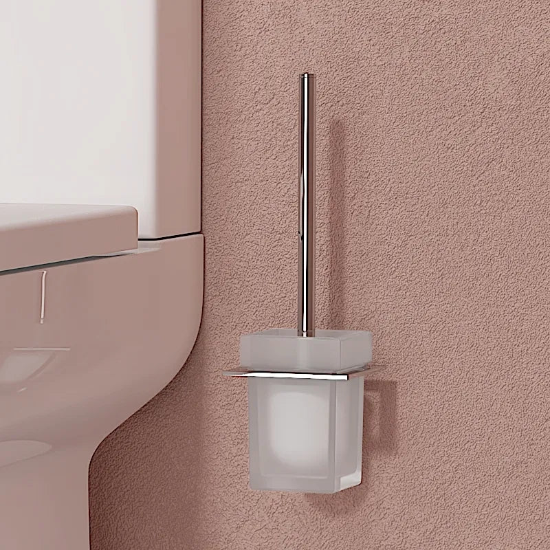 Toilet Brush Holder with Frosted Glass Slade