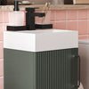 Celeste Linear Cloakroom Suite — 325mm Green Fluted Vanity Unit & Close-Coupled Toilet