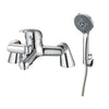 Poma bath shower mixer tap with handset and hose in chrome, modern dual-function bath and shower control