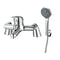 Poma bath shower mixer tap with handset and hose in chrome, modern dual-function bath and shower control