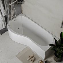 Ethan P-Shaped Shower Bath Suite — Basin, Pedestal, Toilet, Taps, Shower Valve & Screen