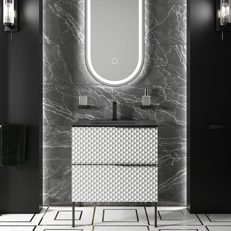 Elvia 600mm White Vanity Unit with Black Basin
