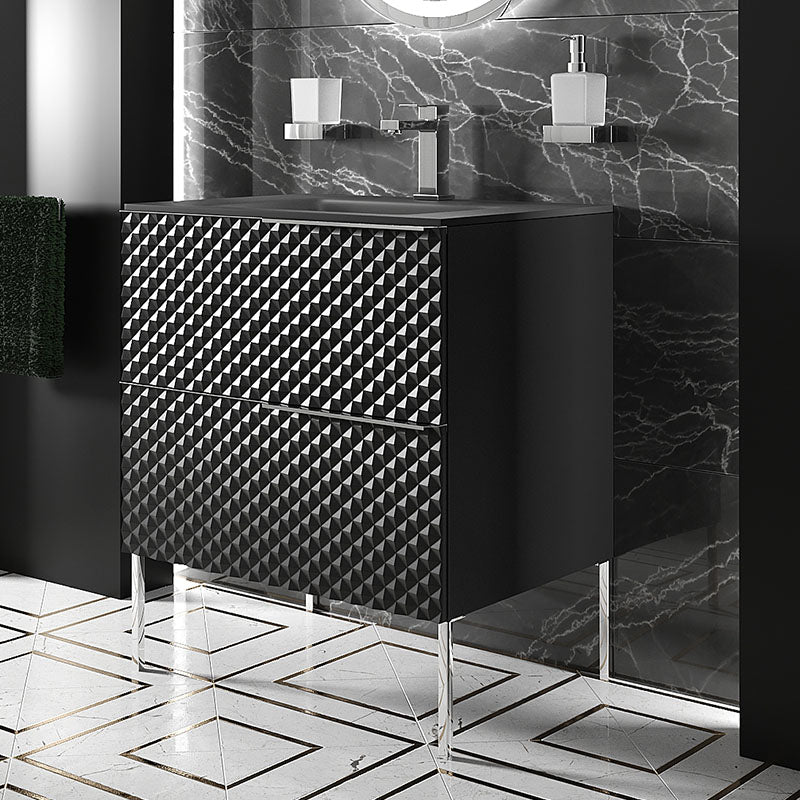 Elvia 600mm Black Vanity Unit with Black Basin