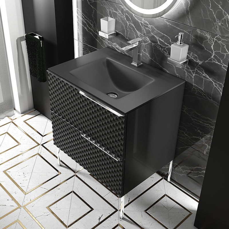 Elvia 600mm Black Vanity Unit with Black Basin