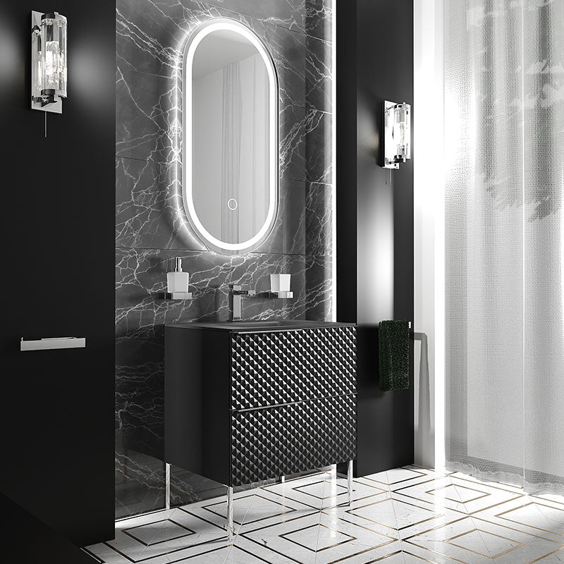 Elvia 600mm Black Vanity Unit with Black Basin
