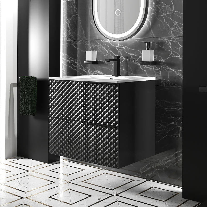 Elvia 600mm Black Vanity Unit with Black Handles