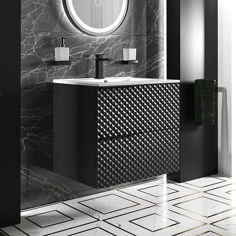 Elvia 600mm Black Vanity Unit with Black Handles