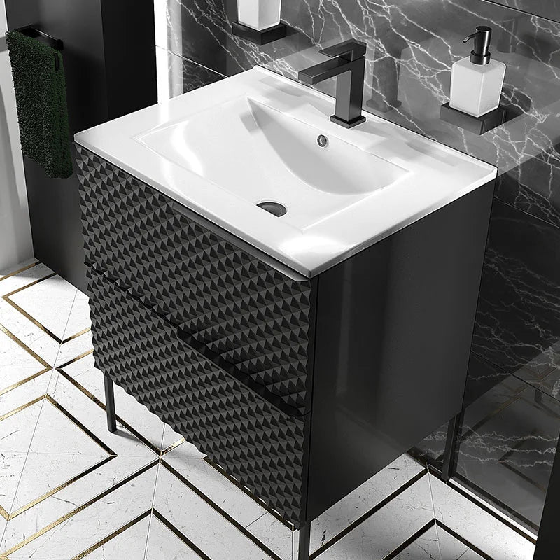 Elvia 600mm Black Vanity Unit with Black Handles