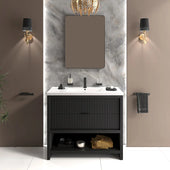 Linnea 1000mm Floorstanding Black Vanity Unit with LED Lights and Tap