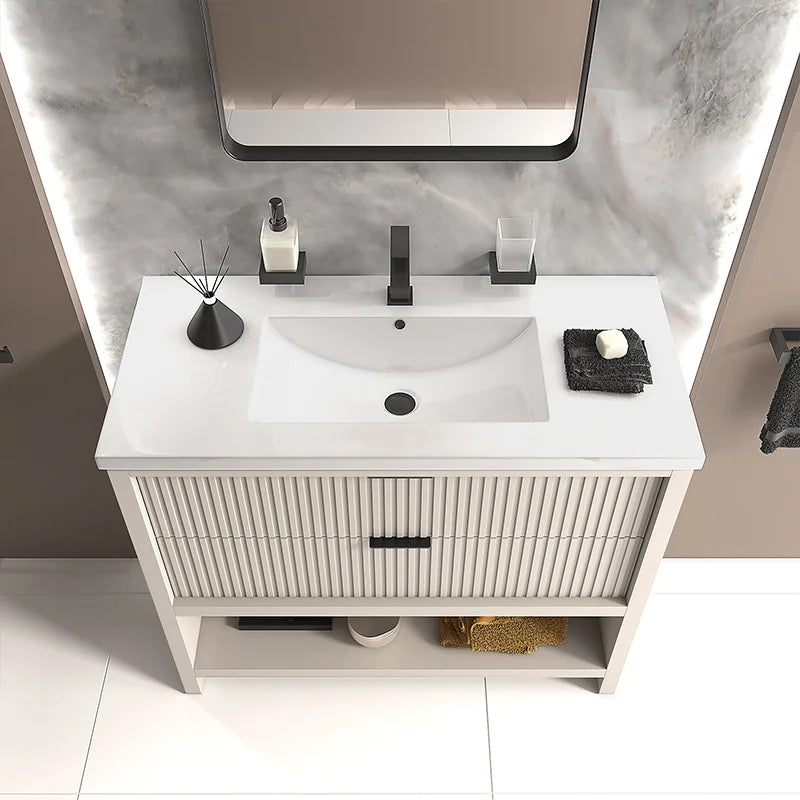 Linnea 1000mm Floorstanding Cashmere Vanity Unit with LED Lights