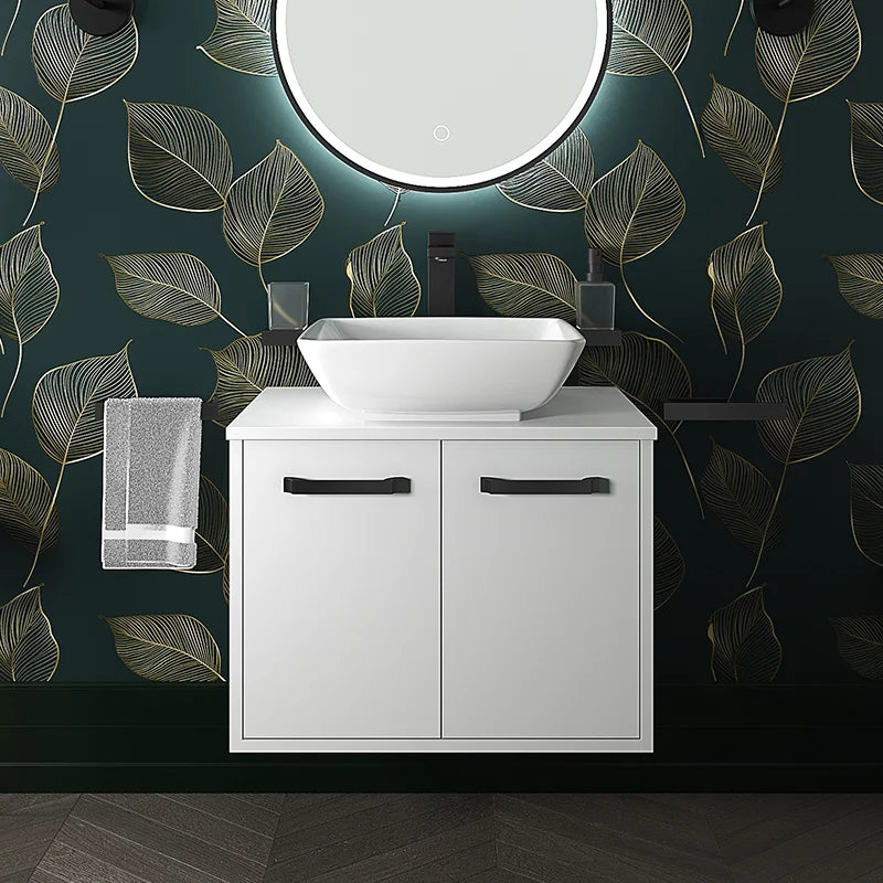 Celeste 600mm Wall Hung White Vanity Unity with Square Countertop Basin