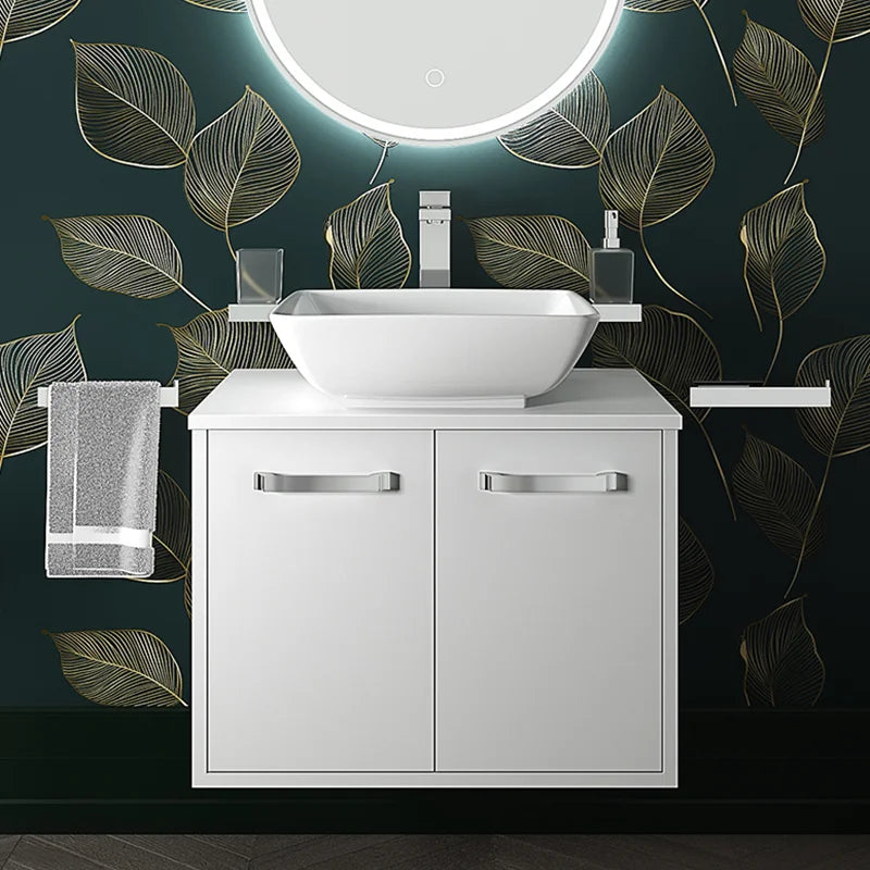 Celeste 600mm Wall Hung White Vanity Unity with Square Countertop Basin