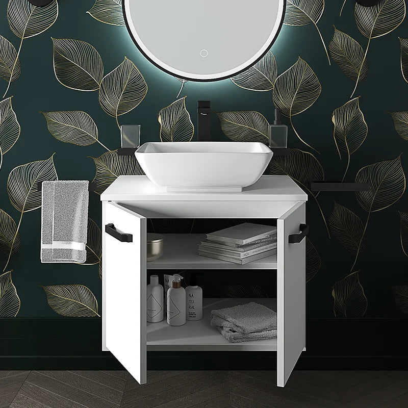 Celeste 600mm Wall Hung White Vanity Unity with Square Countertop Basin