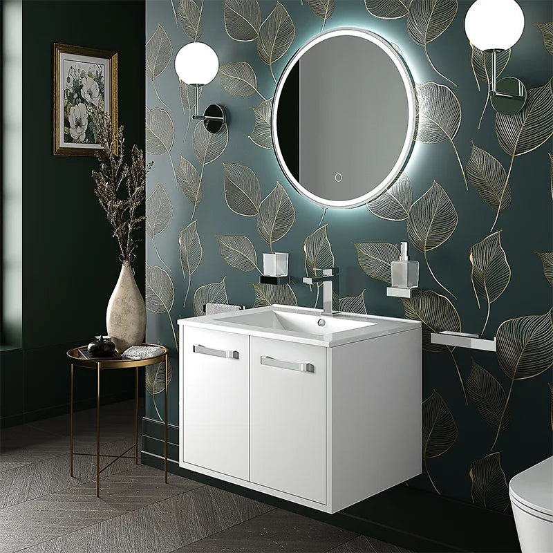 Celeste 600mm Wall Hung White Vanity Unity with White Basin