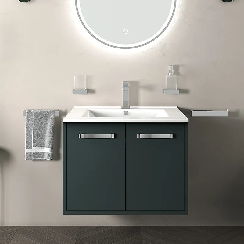 Celeste 600mm Wall Hung Green Vanity Unit with White Basin