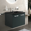 Celeste 600mm Wall Hung Green Vanity Unity with Black Basin