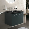 Celeste 600mm Wall Hung Green Vanity Unity with Black Basin