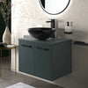 Celeste 600mm Wall Hung Green Vanity Unit with Black Round Countertop Basin