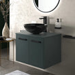 Celeste 600mm Wall Hung Green Vanity Unit with Black Round Countertop Basin