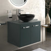 Celeste 600mm Wall Hung Green Vanity Unit with Black Round Countertop Basin