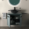 Celeste 600mm Wall Hung Green Vanity Unit with Black Round Countertop Basin